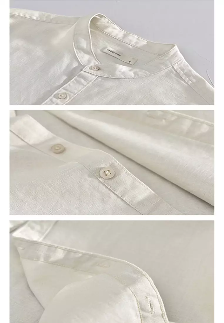 Literary And Simple Round Neck Cotton Linen Shirt WM603