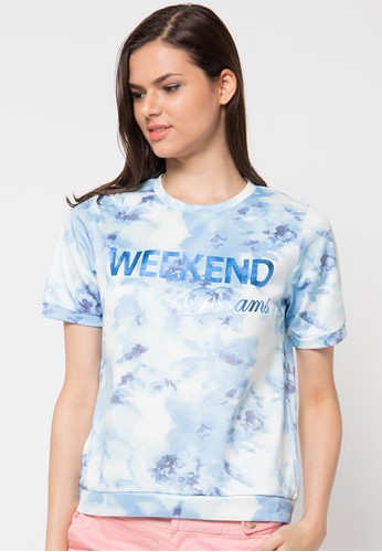 S/S R/Nk Allover Floral Prt.Tee(Bl:23)
