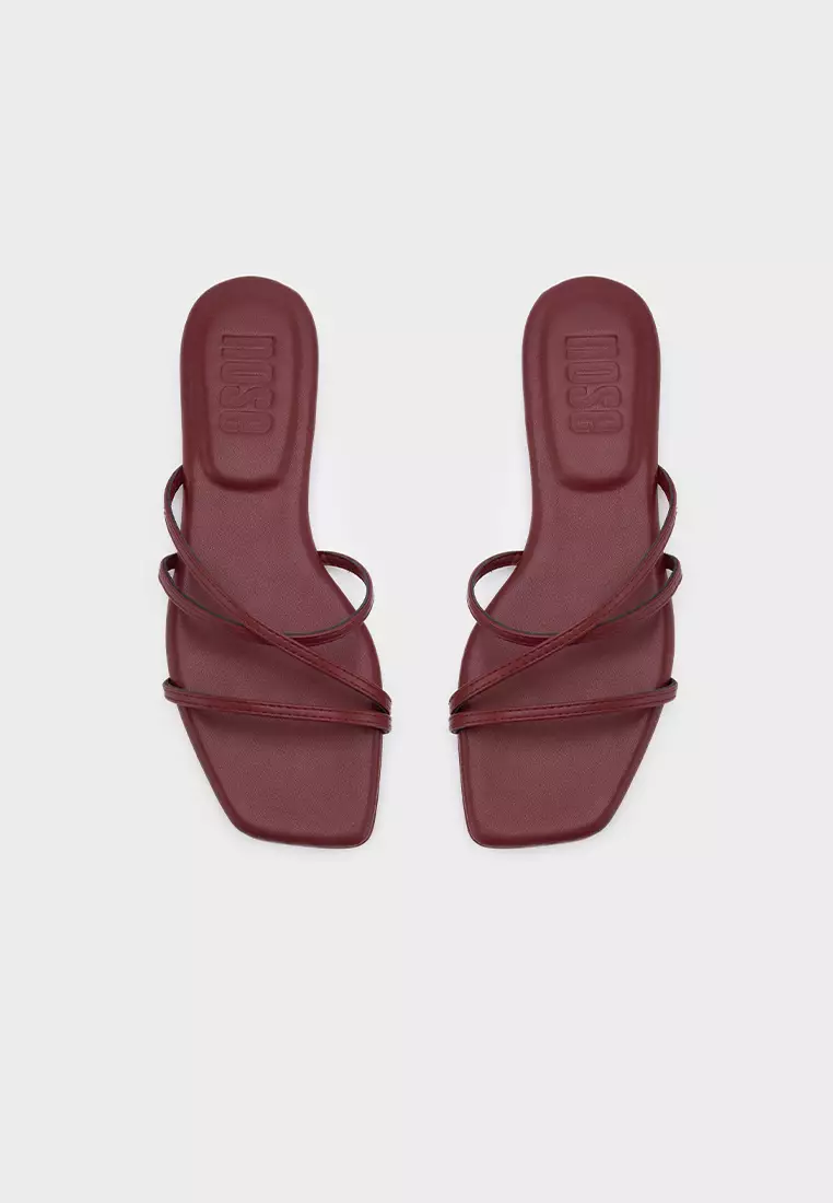 CLOUDFOAM CUSHIONED SQUARE TOE STRAPPY FLAT SLIDES