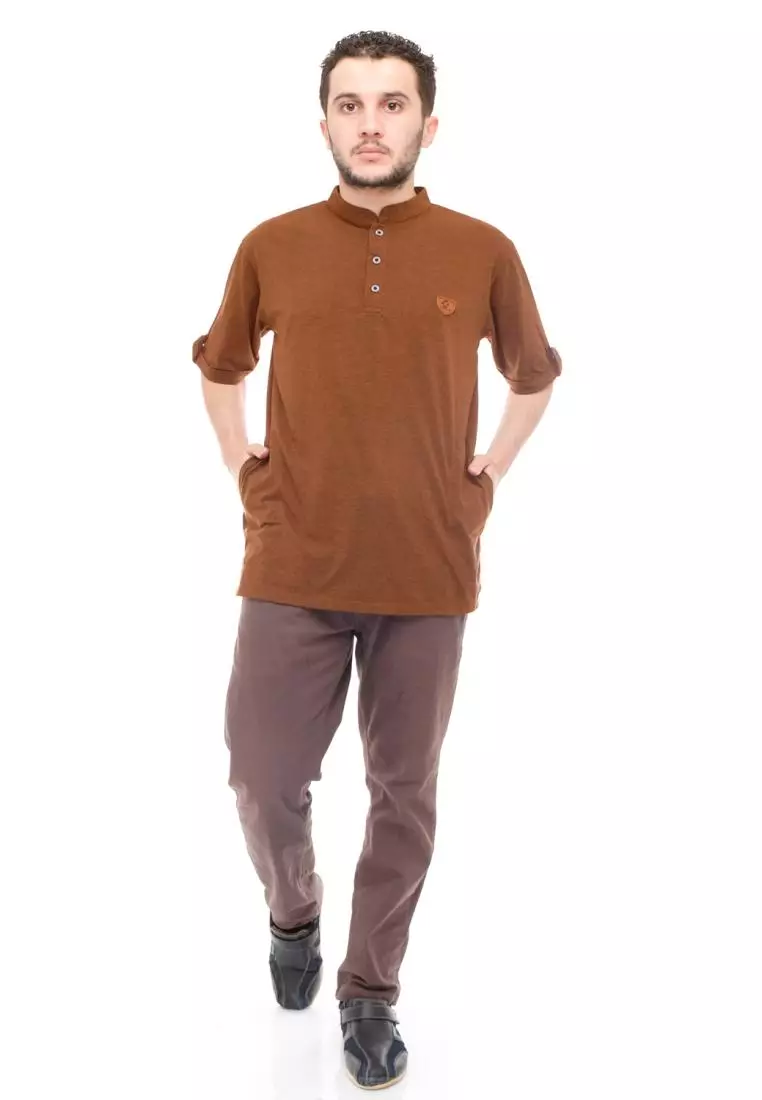 Kaos Koko Gamis Muslim Pria Ulwan - Coklat