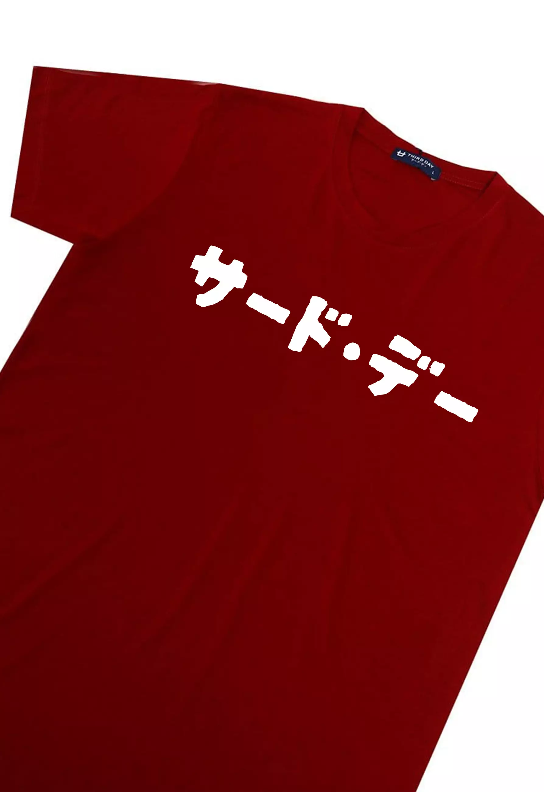 MTO76 kaos tulisan jepang wobbly katakana thirdday instacool distro tangan pendek summer maroon