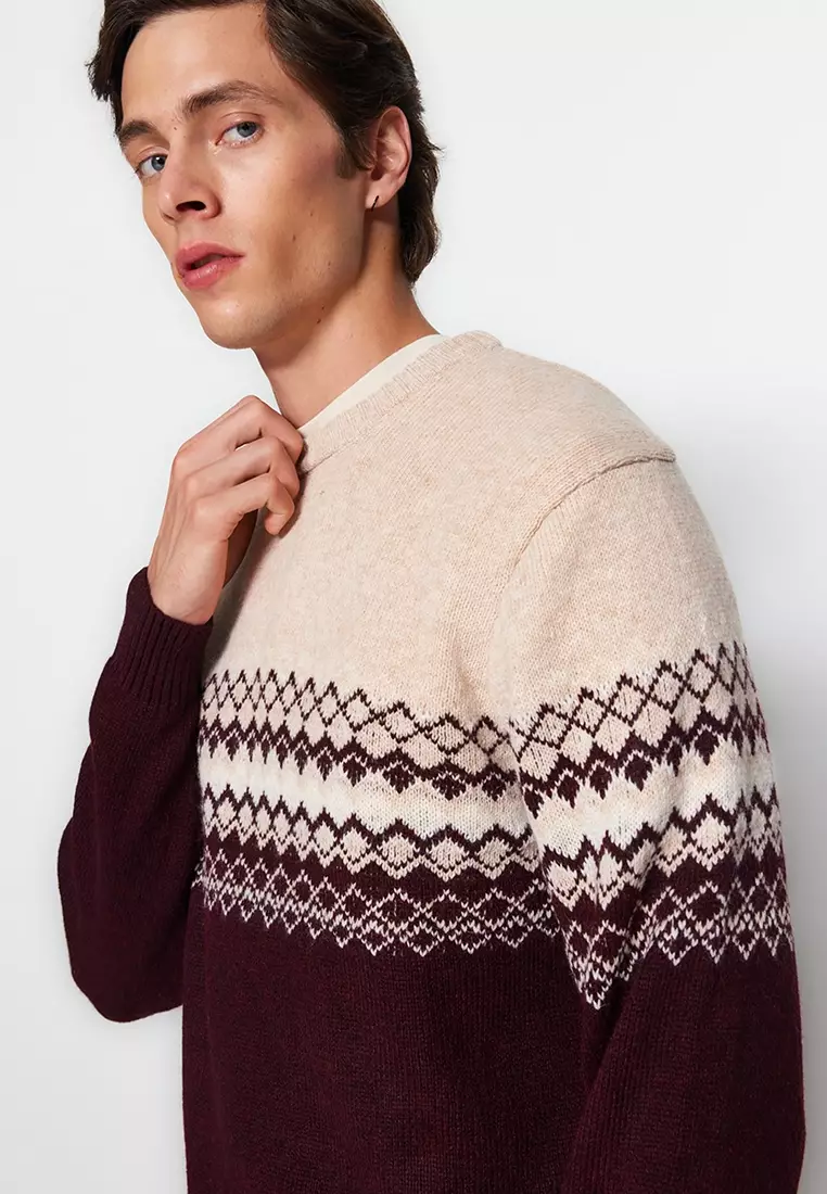 Slim Fit Printed Knitwear Sweater