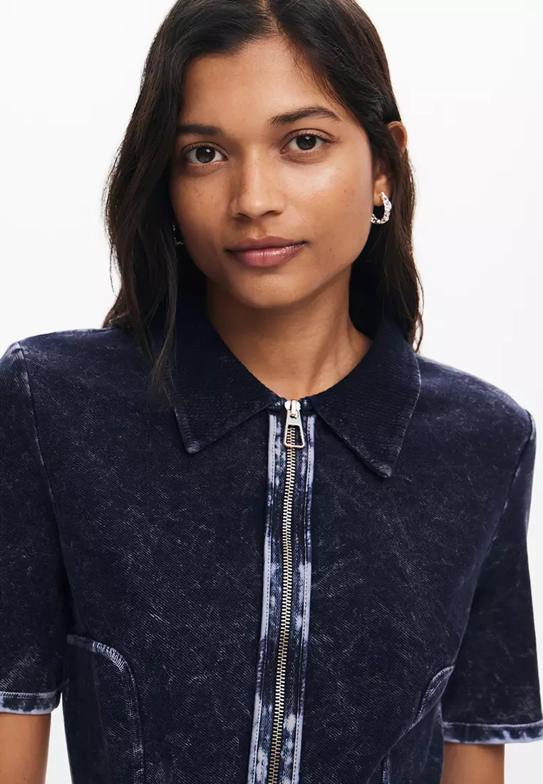 Desigual Woman Washed-effect denim jumpsuit.