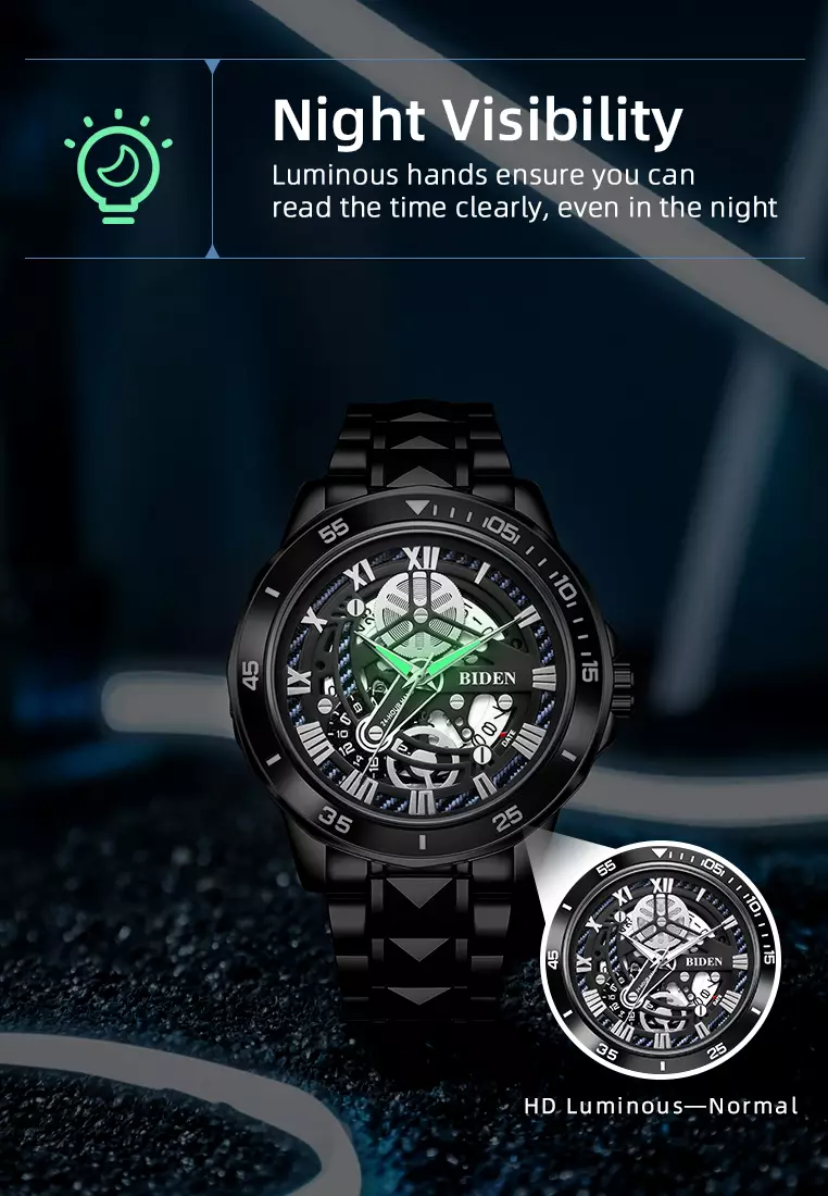 Jam Tangan Pria Original Kalendar Anti Air Tali Stainless Steel Jam Tangan Cowok allblack