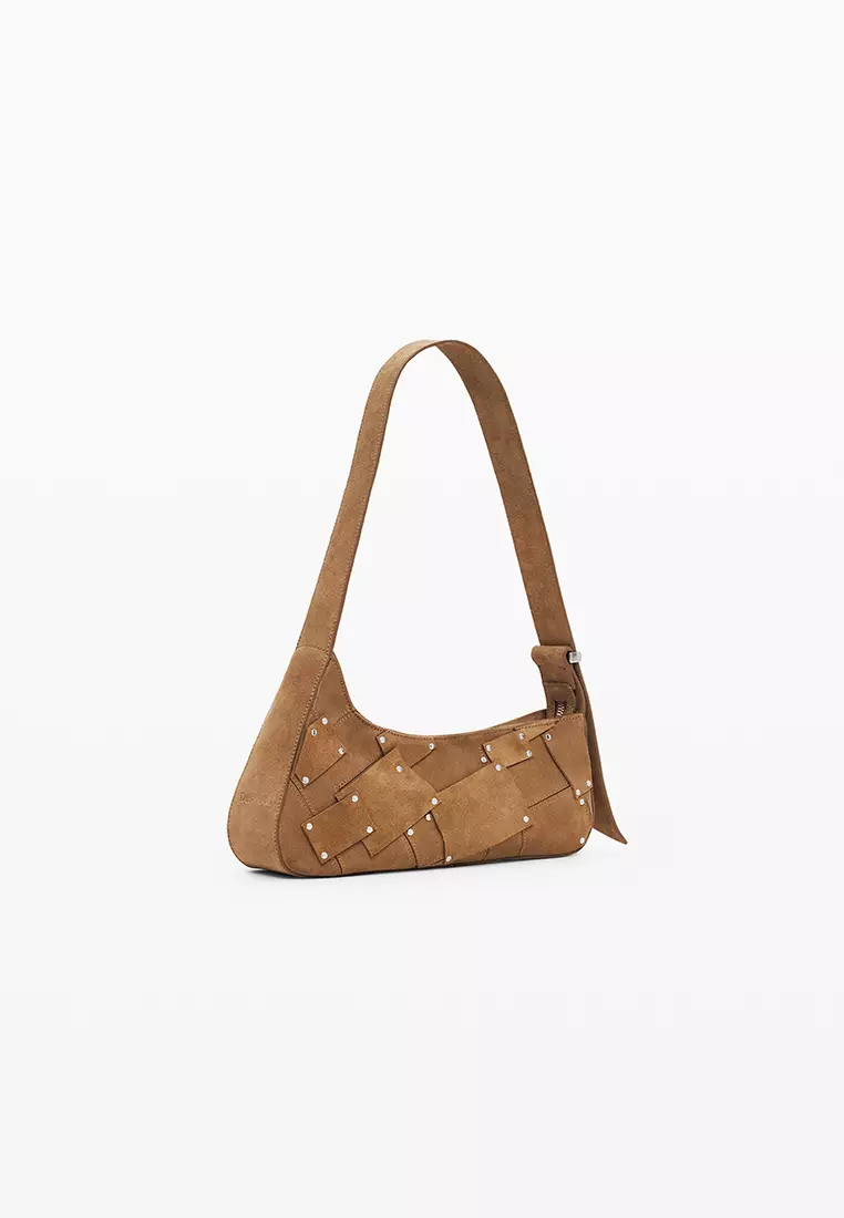 100% leather bag with small asymmetrical flap