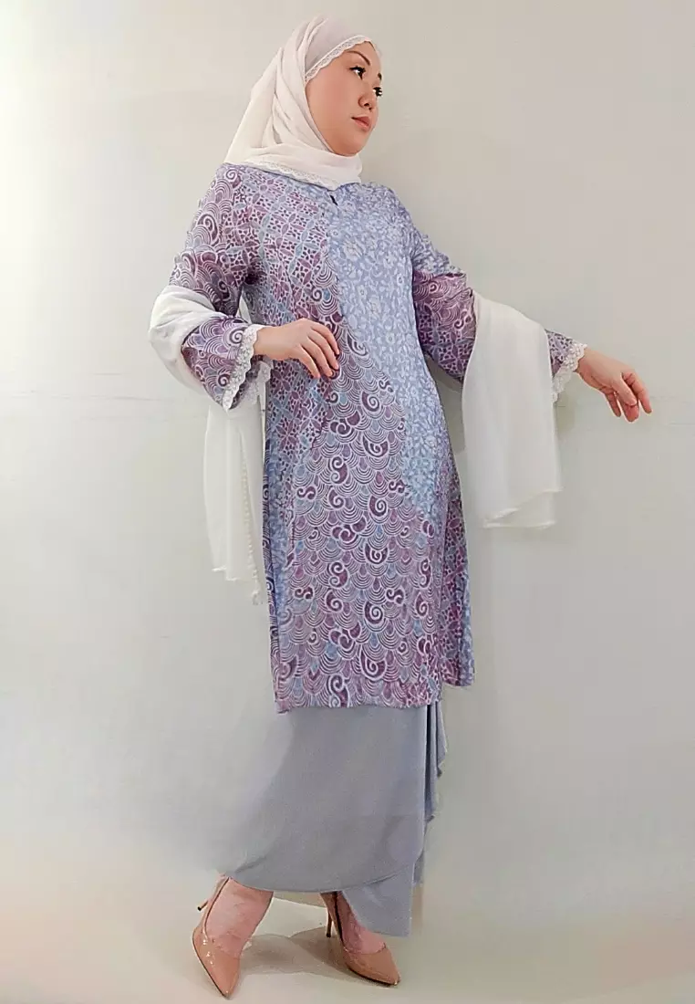Buy Loveaisyah Premium Batik Dark Lilac long modern Baju Kurung