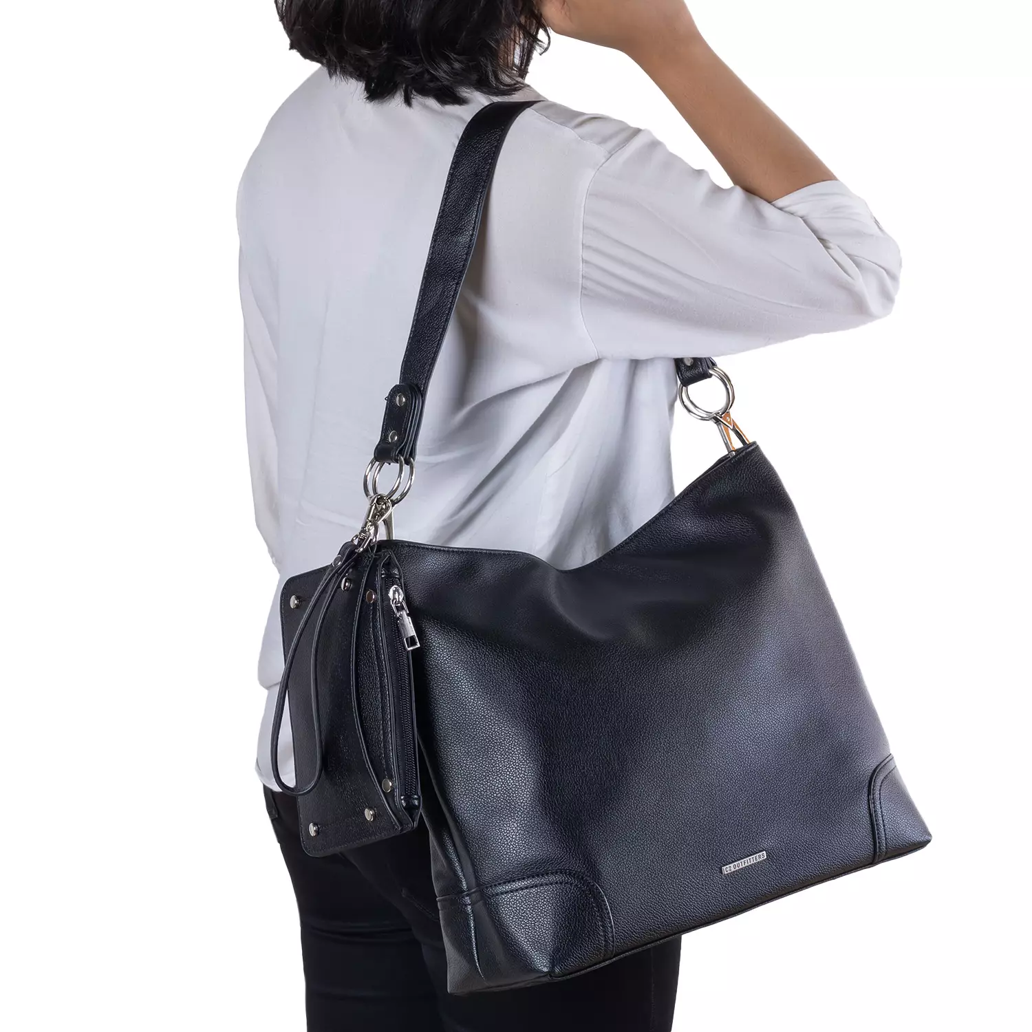 C2 Liora Black 2-in-1 Hobo Shoulder Bag - Tas Hobo 2-in-1 Wanita