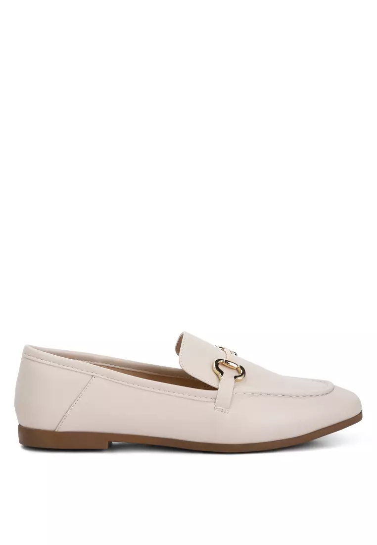 Discount on London Rag  shoes - SKU: Ecru Horsebit Embellished Loafers