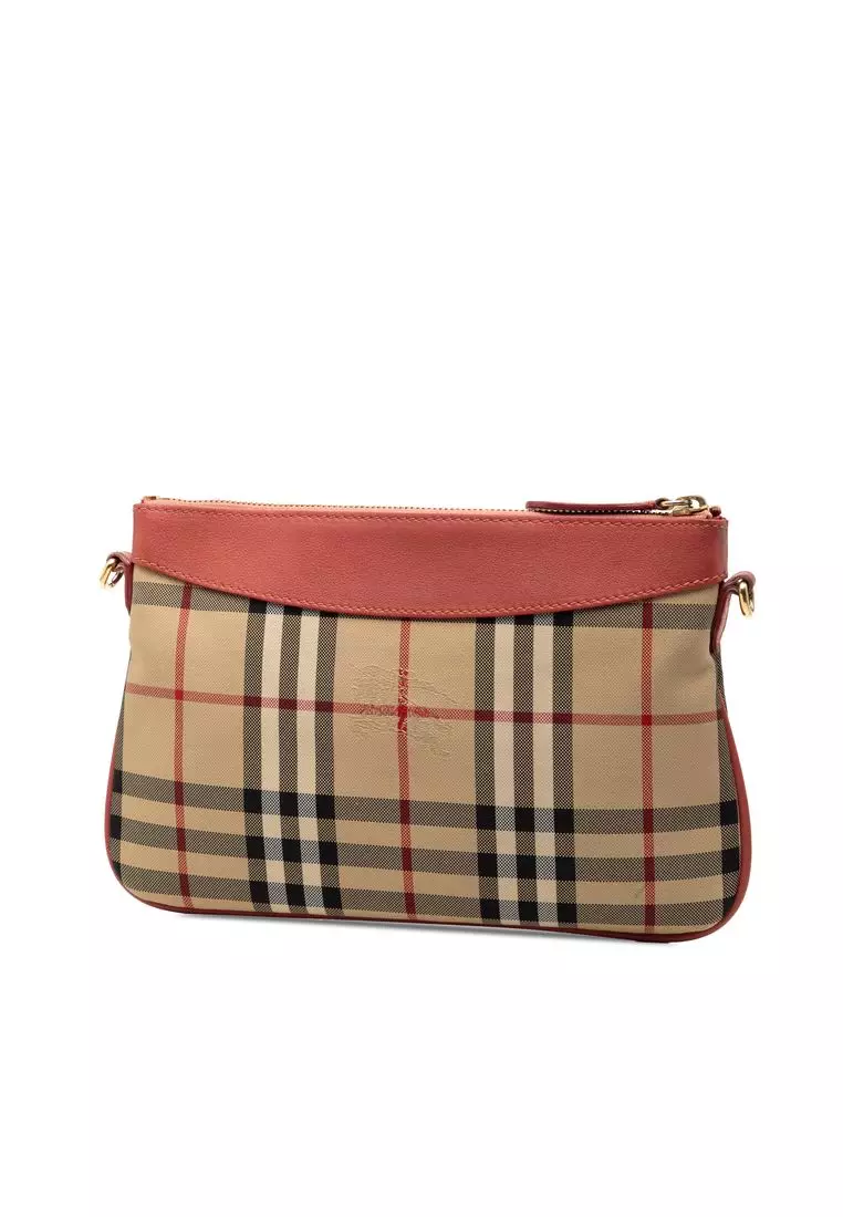 Pre-Loved Burberry Haymarket Check Canvas Peyton Crossbody