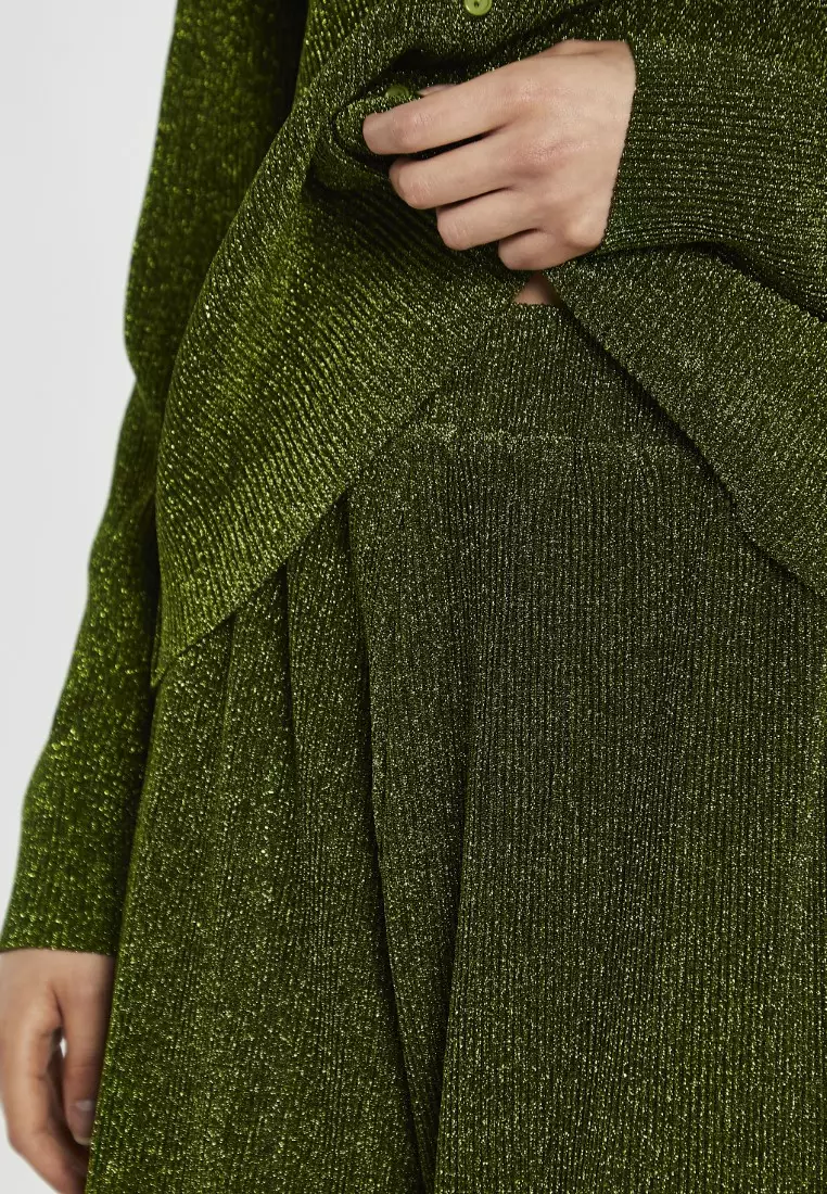 Wide Leg Plisse Trousers with Elasticated Waistband