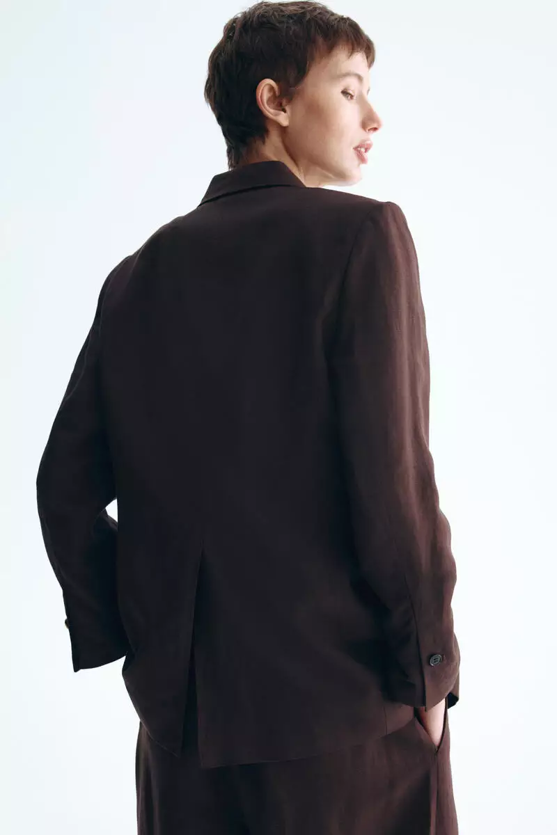 Linen-blend blazer