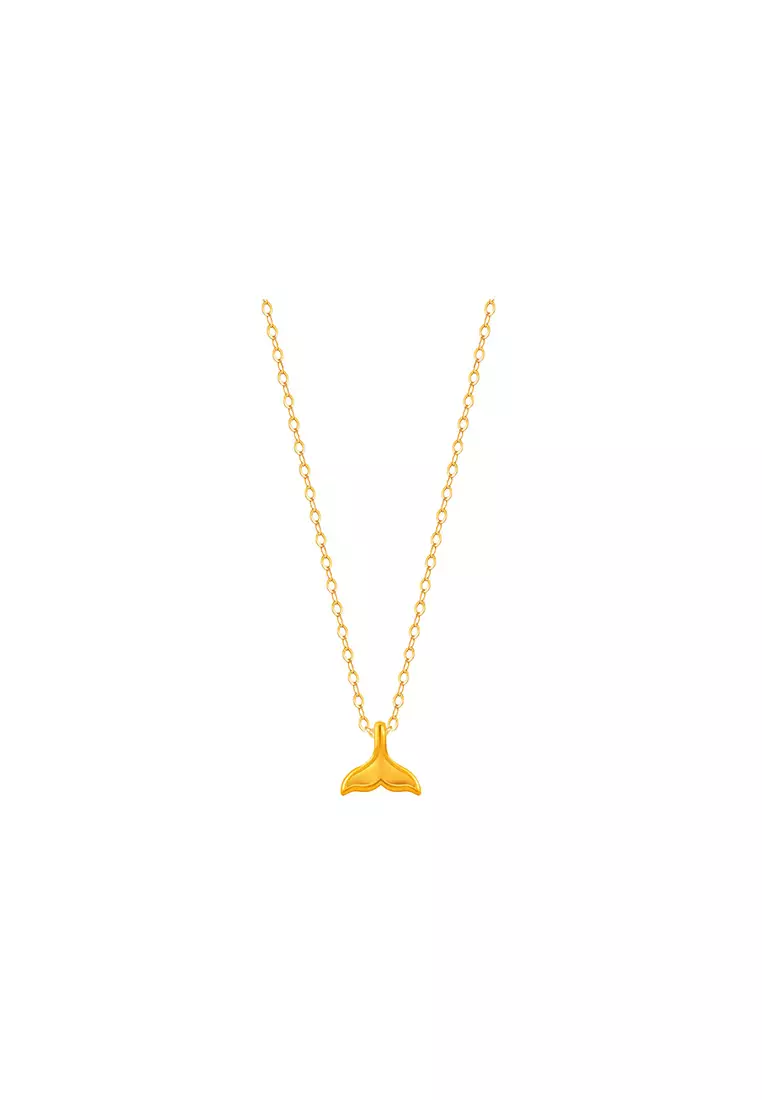 MJ Jewellery 999.9/24K Pure Gold Fish Tail with 916/22K Gold Polo Chain Necklace Set