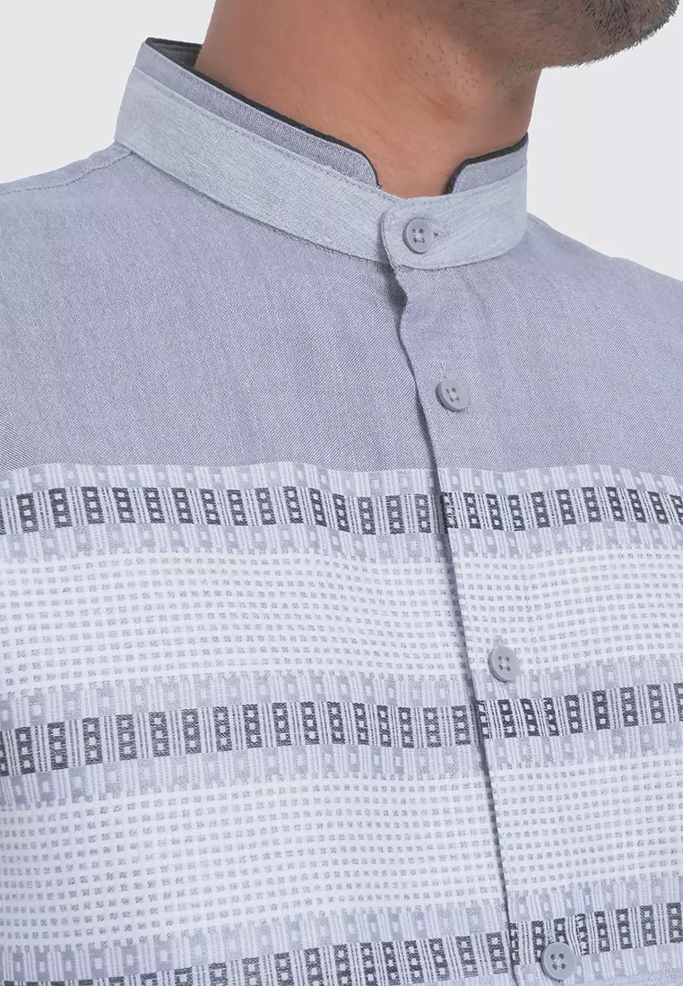 MOC Kemeja Koko Lengan Panjang Pria KALAIN - GREY