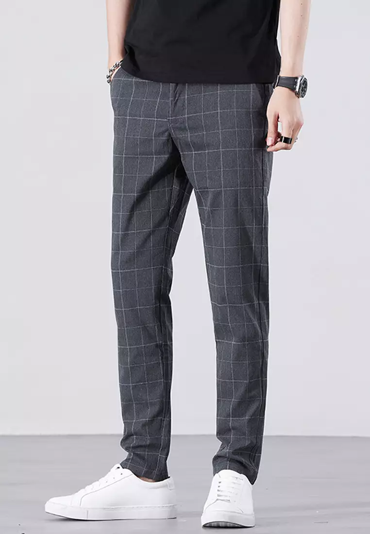 Checked Slim Fit Suit Pants