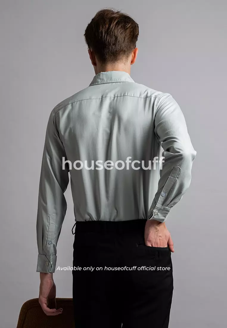 Houseofcuff Kemeja Kerja Formal Pria Model French Cuff / Double Cuff Dengan Cufflinks Warna Mint ( Incl.Collar bar + Cufflinks )