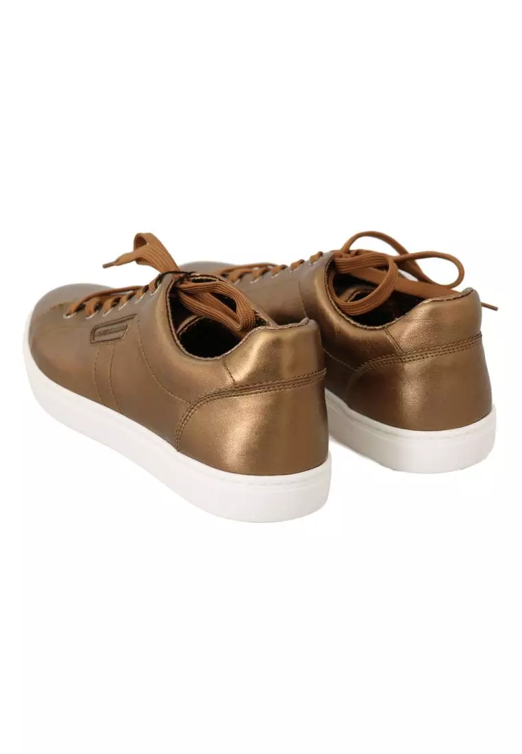 Gold leather sneakers sale