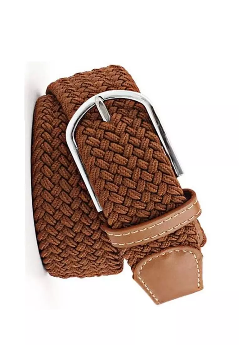 Ruth Belt Tali Ikat Pinggang Wanita Bahan Canvas Casual Knitted Buckle ORIGINAL - Brown