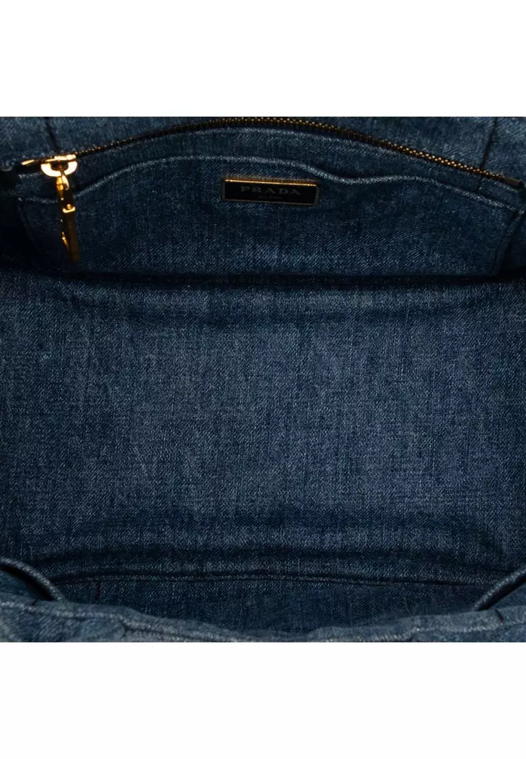 Pre-Loved Prada Small Denim Canapa Logo Tote
