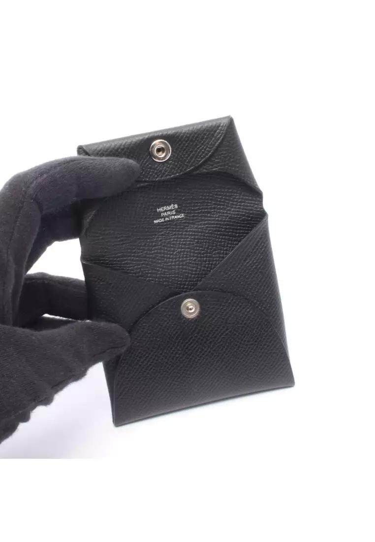 Hermès Pre-Loved Hermès Bastia coin purse Veau epsom black silver