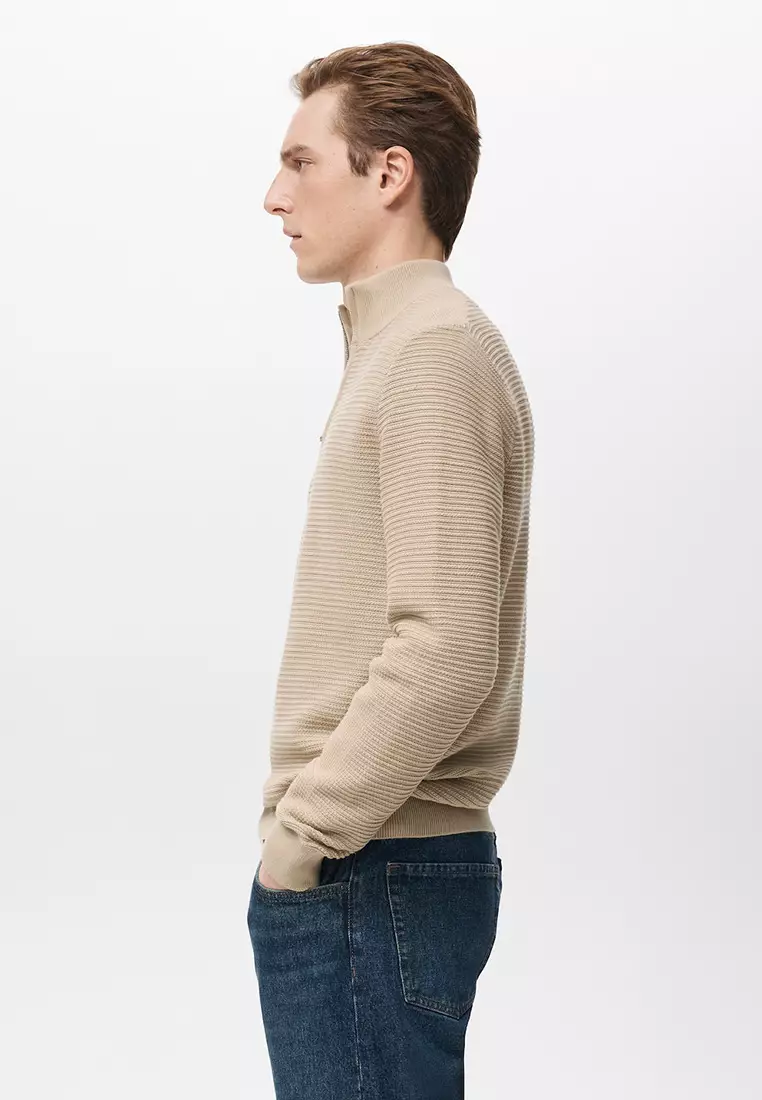 Cotton Sweater With Neck Zip