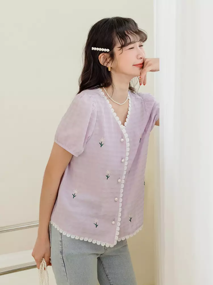 Lace Trimmed Pearl Button Cardigan