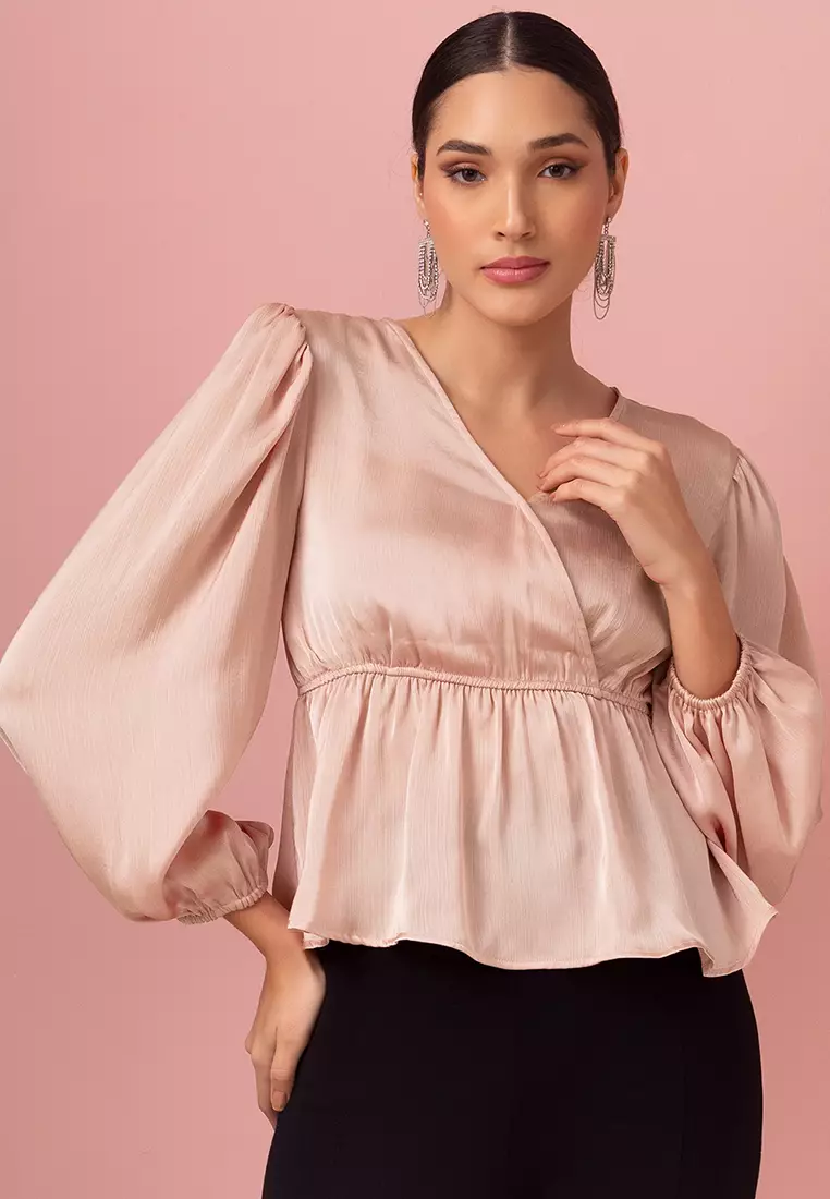 Pale pink peplum top top