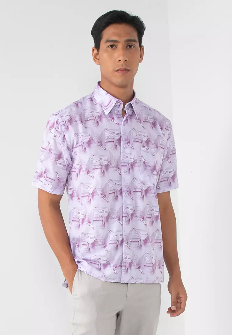 Purple short sleeve shirts clearance