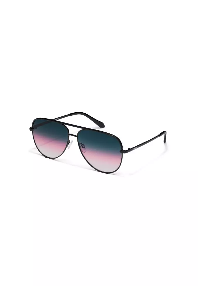 QUAY High Key Extra Large Sunglasses - Black/Teal Glow
