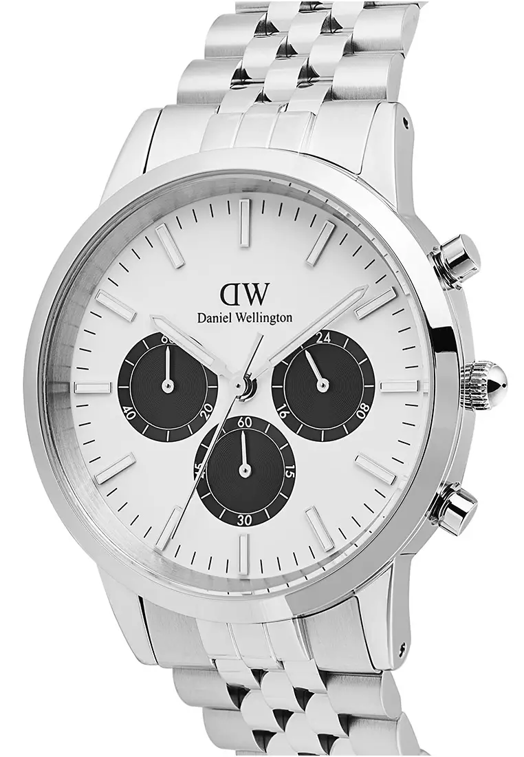 Iconic Chronogprah 42mm Arch 5-Link Off-White Panda Silver Men Watch stainless steel watch DW Official Authentic Original jam tanggan lelaki DW jam tangan