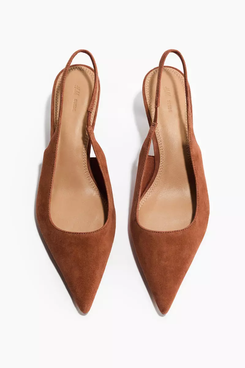 Pointed suede slingbacks