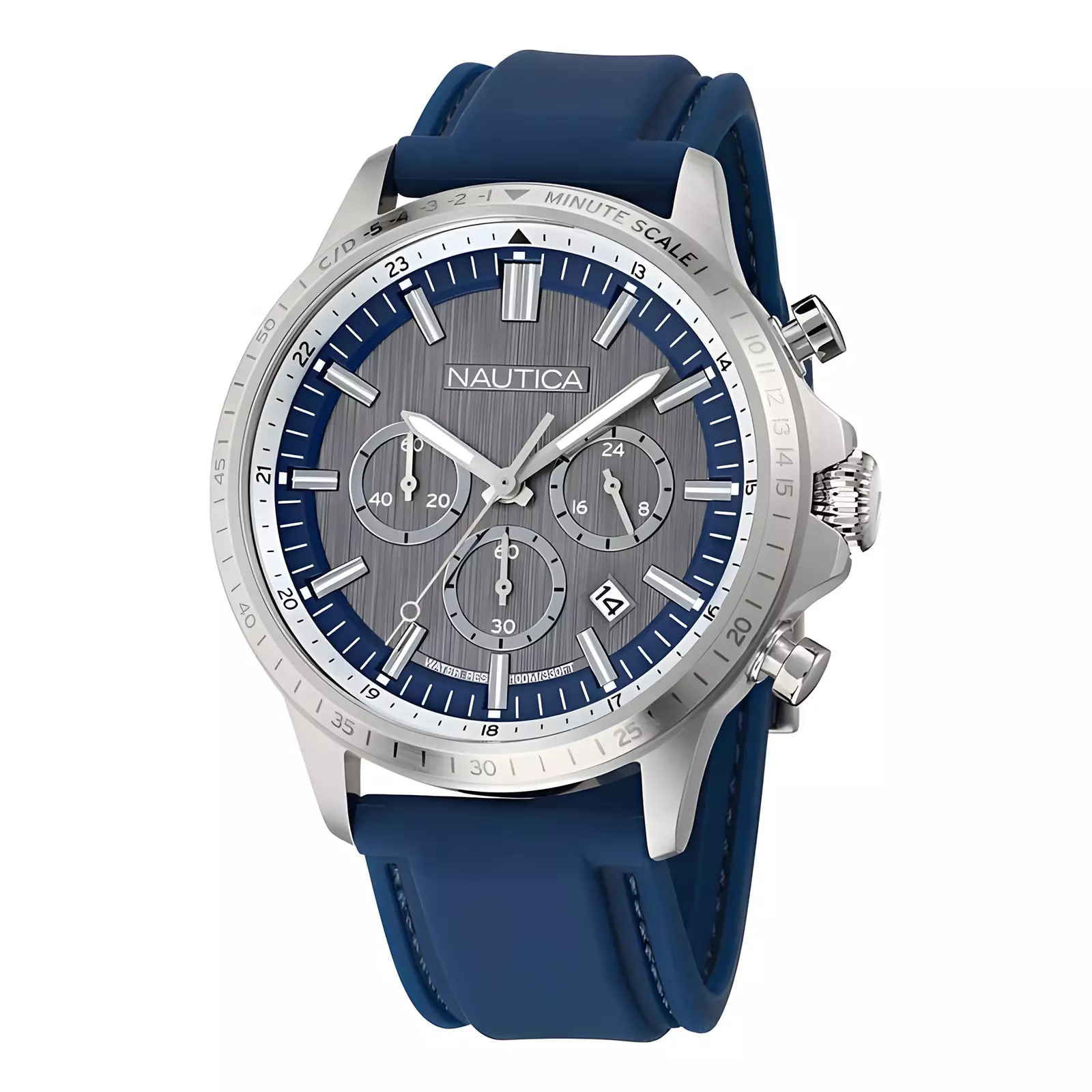 Nautica NCT Blue Ocean BoxSet - Jam Tangan Chronograph Pria - Rubber & Leather Strap - NAPBOS504
