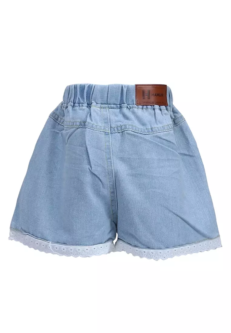 Milly Celana Pendek Anak Perempuan Desain Renda Kids Short Pants Material Denim ORIGINAL - Blue