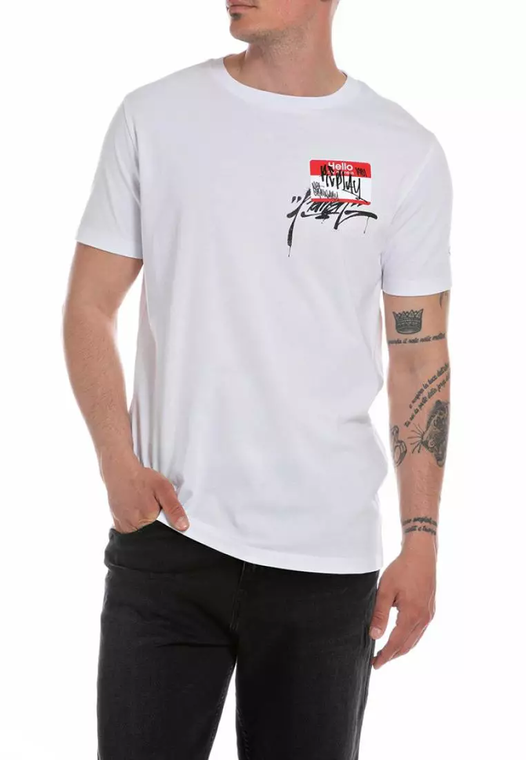 REPLAY Back Graphic Tee in White