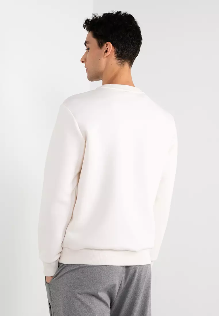 Mens white shop crew neck sweatshirt