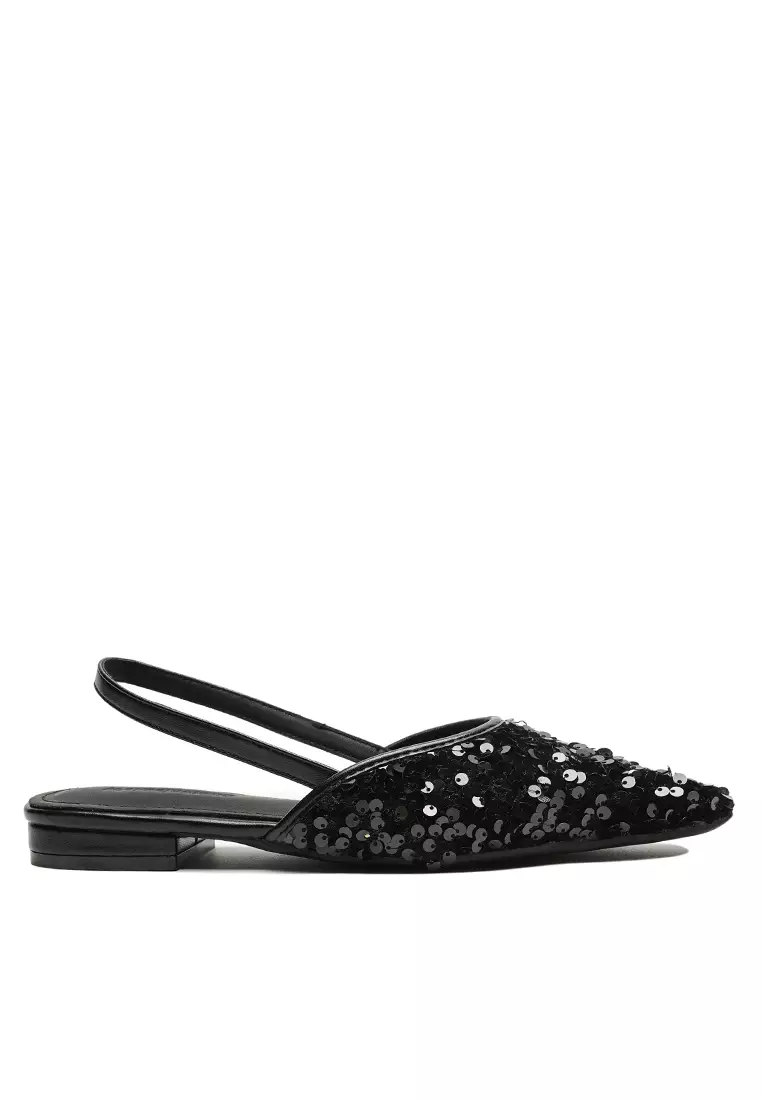Discount on Twenty Eight Shoes  shoes - SKU: Sequins Pointed Slingback Flat Shoes WW8182-1