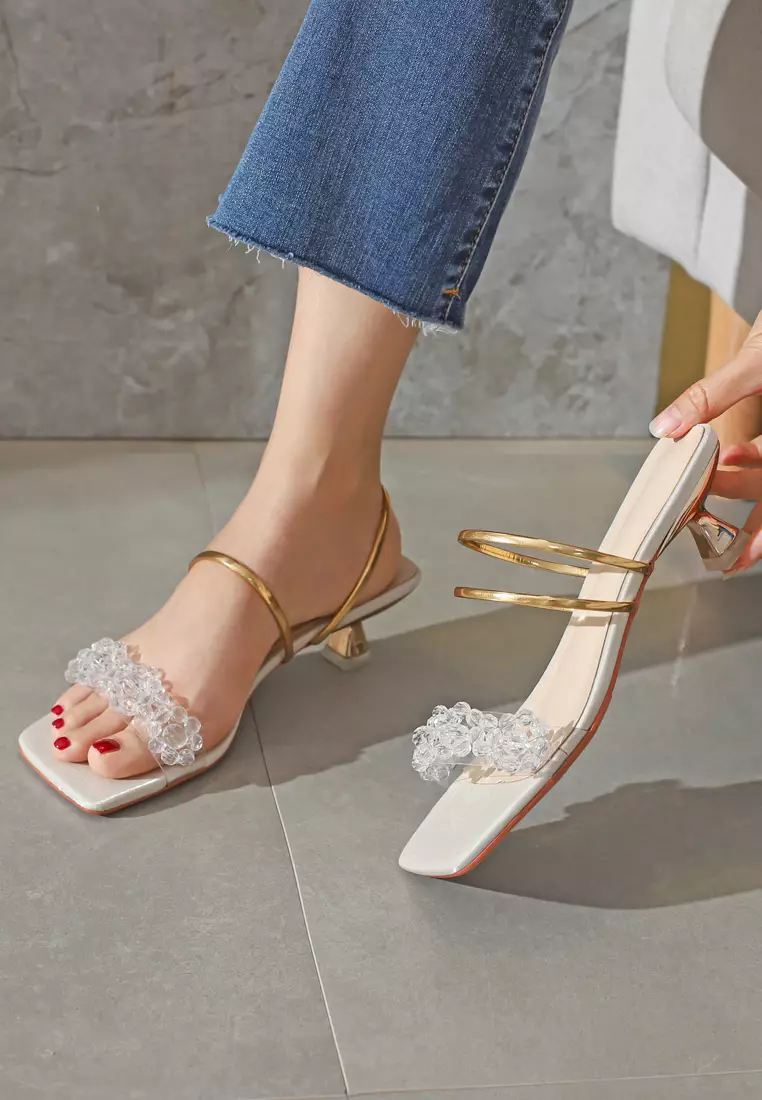 Rhinestone Buckle Mule Heels 8745-3