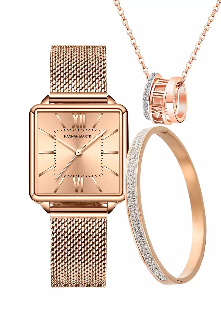 Buy HANNAH MARTIN Cube Women Quartz Watch Cobalt Jewelry Set