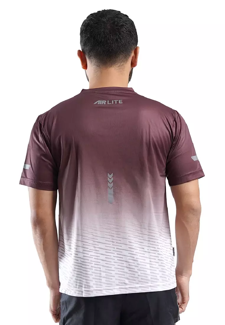Tiento Baju Lari Ringan Jersey Running Anti UV Pria Dry Fit Lengan Pendek Airlite Mahogany