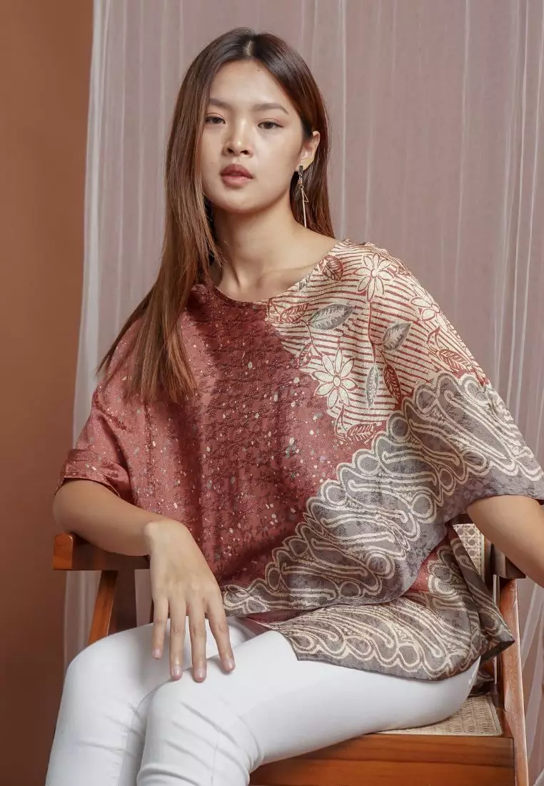 Rinjanie Batik - Blouse Zigzag - Blouse Batik Wanita - Terracotta Series