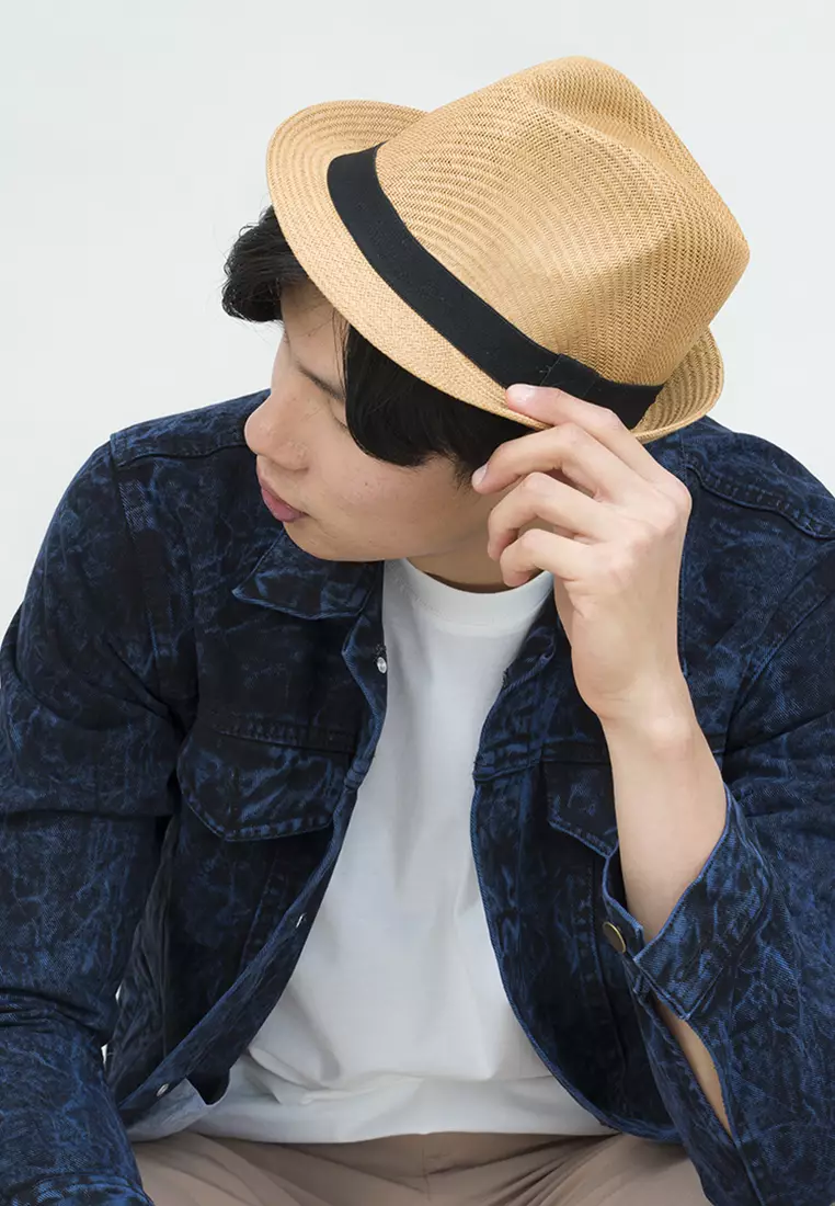 Topi fedora cowboy hat fedora ratan dark brown houseofcuff