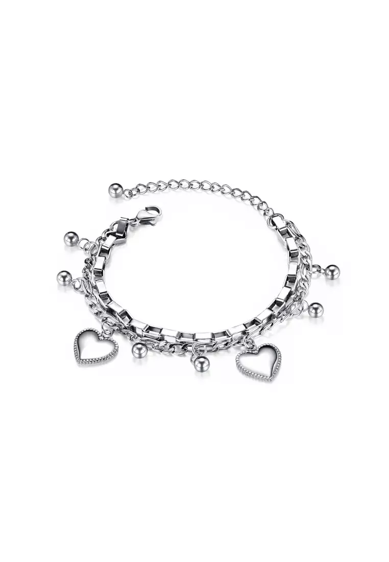 Chain bracelet with cheap heart charm