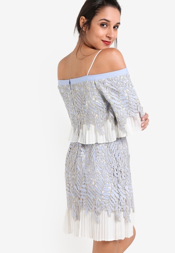 Leaf Pleat Bardot Dress - Topshop