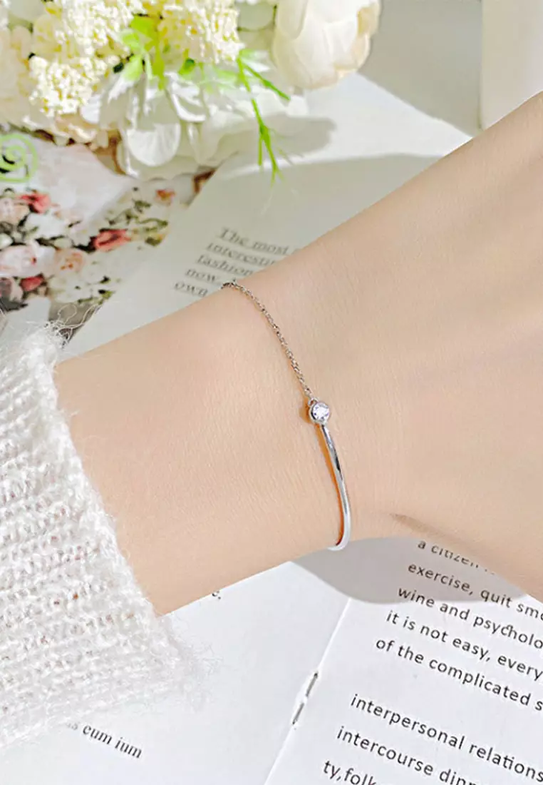 Luisa 简单锆石吊坠手链（银色）