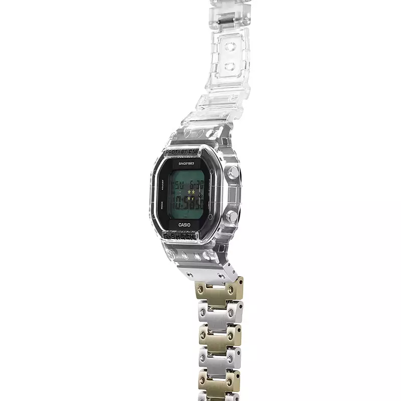 Jam Tangan Pria Casio G-Shock DWE-5640RX-7DR 40th Anniversary Clear Remix Digital Dial St. Steel And Resin Band