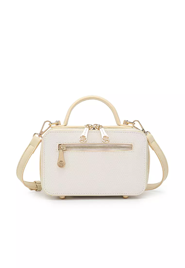 Women's Monogram Top Handle Bag / Sling Bag / Crossbody Bag (Tas Selempang / Tas Tangan) - Putih