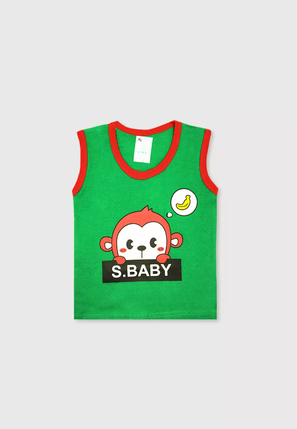Wakakids Setelan Bayi Laki Laki Usia 12 Bulan Hingga 18 Bulan Set Baju Singlet Anak Celana Kaos Motif Baby Monkey 3407 Hijau