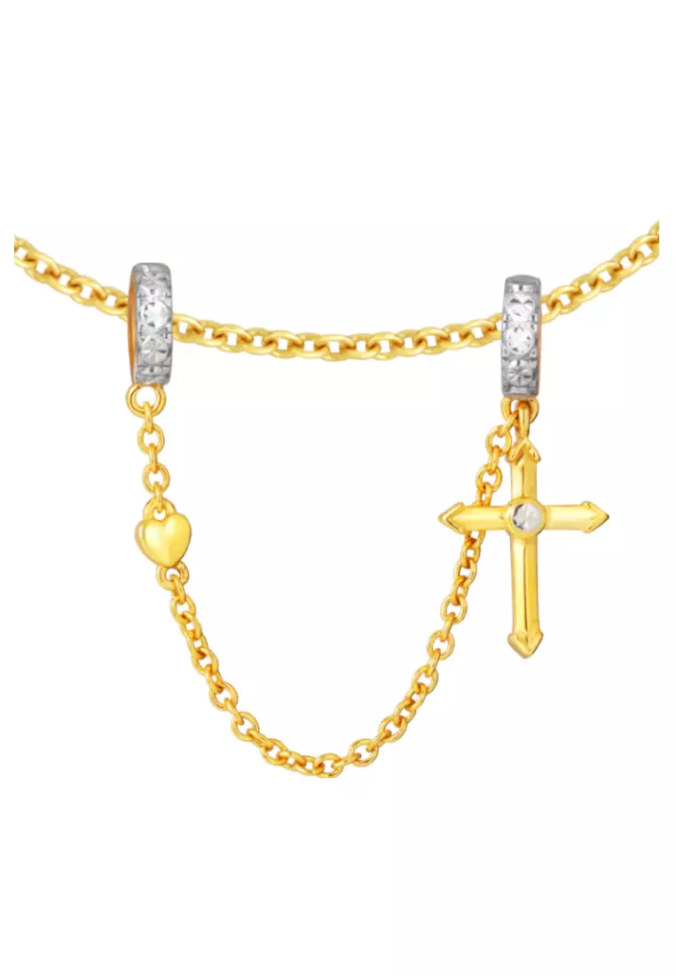 TOMEI Chomel Cross Charm/Stopper, Yellow Gold 916