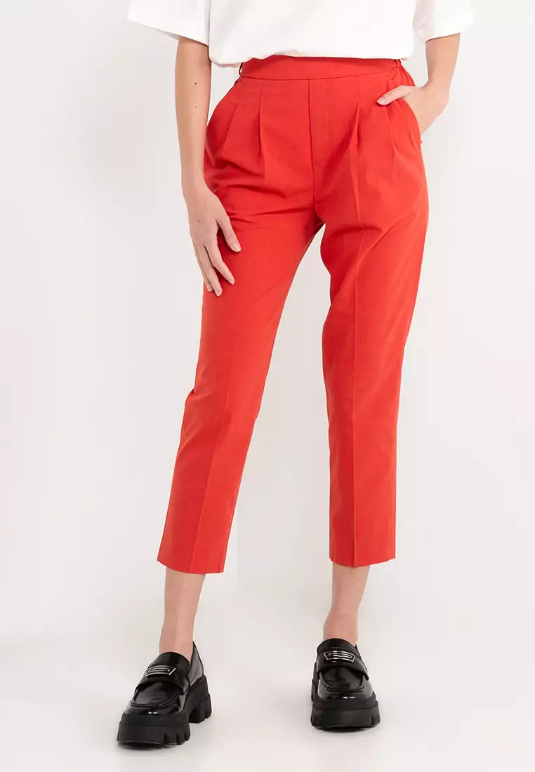 Red casual pants deals