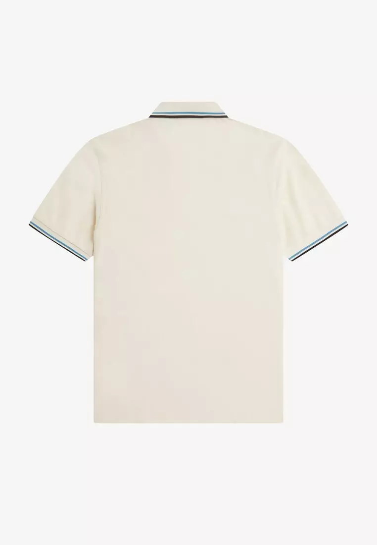 Fred Perry M3600 Twin Tipped Fred Perry Shirt (Ecru / Soft Blue / Carrington Brick)