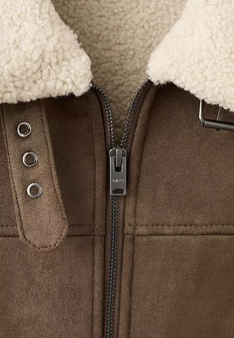 Faux-Shearling Suede Jacket